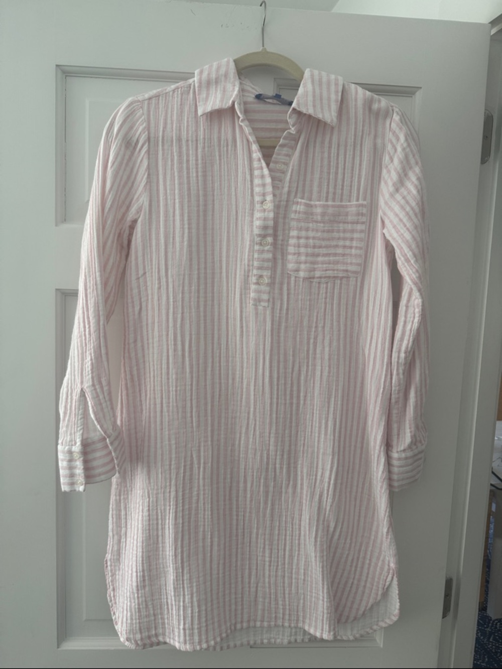 Alice Walk Pink & White Striped Button Shirt Dress/cover up